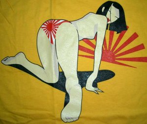 NORTH DRAGON Japanese Bikini Girl T-Shirt M Medium Yellow
