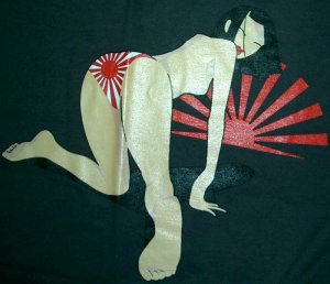 NORTH DRAGON Japanese Bikini Girl T-Shirt L Dark Gray