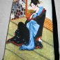 Japanese MERRY GEISHA Hand Print Ukiyoe Art Freesize Cotton Wrap Skirt S-XL FREE SHIPPING