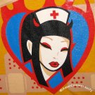 NORTH DRAGON Japan SEXY NURSE Punk Rock T-Shirt L Large Yellow