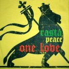 RASTA PEACE ONE LOVE LION of Judah Roots REGGAE T-Shirt L Large Yellow