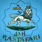 JAH RASTAFARI LION of JUDAH Roots Rasta Irie REGGAE T-Shirt L Large Light Blue