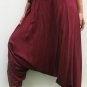 Thai Hmong Hilltribe Pants FREESIZE Rayon BURGUNDY RED Free Ship!