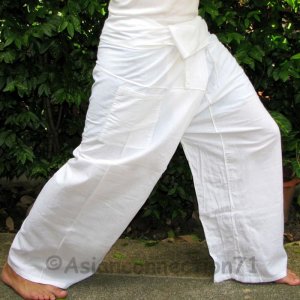 Thai WHITE Rayon New FREESIZE Fisherman Yoga Pants FREE SHIPPING!