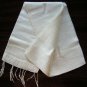 Thai NATURAL WHITE Handwoven Raw Silk Fabric Scarf