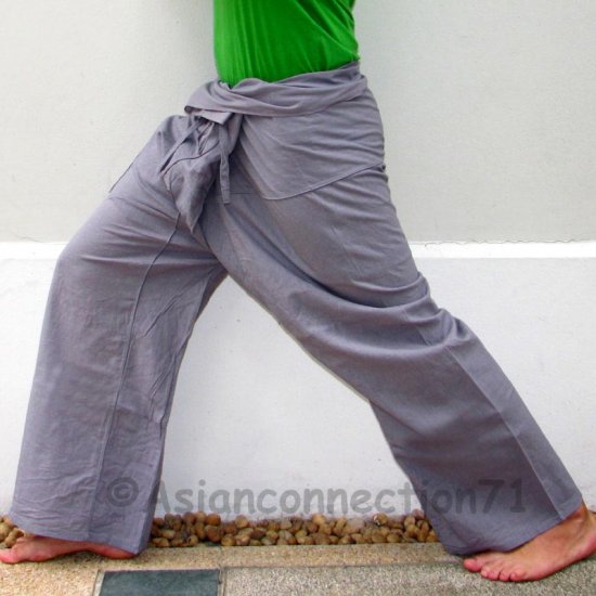Thai Fisherman Yoga Pants 280 gram GRAY Cotton FREESIZE