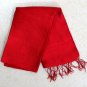 CRIMSON RED Large Thai Silk Fabric Scarf Shawl Siam Thailand Textile