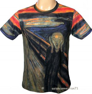 THE SCREAM Edvard Munch Fine Art Print Short Sleeve T-Shirt Men's XL