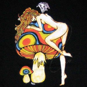 MUSHROOM NYMPH Roota Rasta Irie Dub One Love Reggae T-shirt M Medium Black