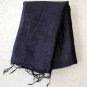 Thai Pure Silk Hand Crafted Fabric Scarf INDIGO BLUE BLACK