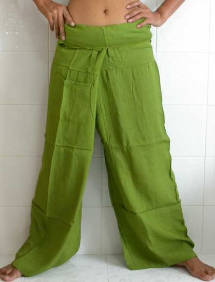 Thai Fisherman Yoga Pants FREESIZE Rayon OLIVE GREEN