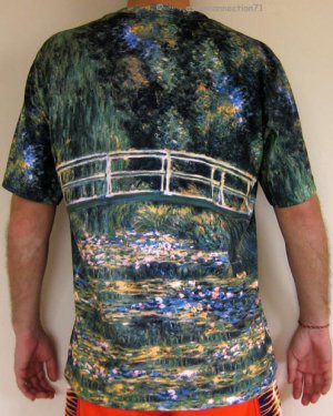 Monet WATER LILY POND Hand Print Fine Art T Shirt Mens XL Extra Large Short Sleeve