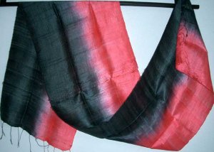 Thai Silk Fabric Scarf Hand Crafted RED and BLACK Thailand Fabric