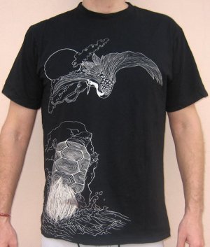 TSURU KAME TAI New RONIN Japan Acid Wash T Shirt L BNWT