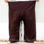 Yoga Trousers Thai XXXL Plus Size Cotton Fisherman Pants Solid Dark BROWN 3XL