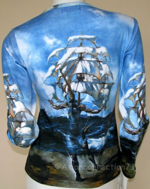 Salvador Dali THE SHIP LONG SLEEVE Fine Art Print Shirt Misses S Small