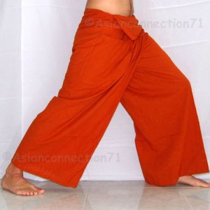 Thai Plus Size Cotton Fisherman Pants XXXL 2XL RUST ORANGE Asian Yoga Dance Beach Trousers