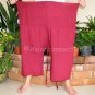 Thai XXL Fisherman Capri SHORT Yoga Pants Burgundy Red Rayon