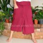 Thai XXL Fisherman Capri SHORT Yoga Pants Burgundy Red Rayon