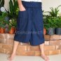 Thai PLUS SIZE Fisherman Pants Capri SHORT Yoga Trousers DARK BLUE Rayon XXL 2XL