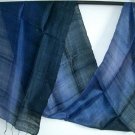 BLUE BLACK New Thai Handwoven Silk Fabric Scarf 10-19