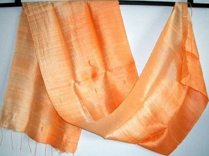 Thai Handcrafted Pure Silk Fabric Scarf Half and Half ORANGE New!