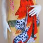 RED KIMONO and SAKURA Japan Art Print Tank Dress S Small 4-6