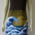 GIANT WAVE Hokusai Japanese UKIYOE Japan Art Print Dress Misses XL Size 16-18