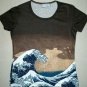 GIANT WAVE Hokusai Japanese UKIYOE Japan Art Print Dress Misses XL Size 16-18