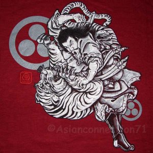 BUSHIDO BATTLE Japanese RONIN Tokyo Yakuza T-Shirt L RED