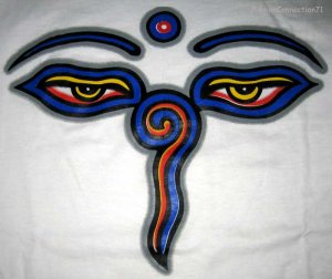 BUDDHA EYES Roots REGGAE Tibetan Namaste T-Shirt L Large White