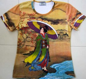 Utamaro Ukiyoe New Japan Geisha Cap Sleeve T-Shirt XL