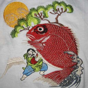 EBISU Japan Lucky God EMBROIDERED New Attitude T-shirt Slim Fit Asian L Size WHITE