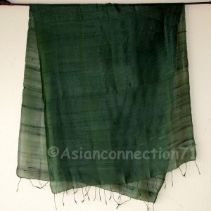 Thai Silk Fabric Scarf Shawl Large Dark Emerald Green Direct From Thailand