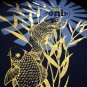 RONIN Vintage Gold Foil KOI Print T-Shirt L Dk Blue NWT