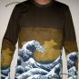GIANT WAVE Hokusai Japanese UKIYOE Cap Sleeve Japan Art T Shirt Misses L Large