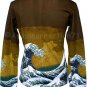 GIANT WAVE Hokusai Ukiyoe LONG SLEEVE Japan Art T Shirt Miss S Small