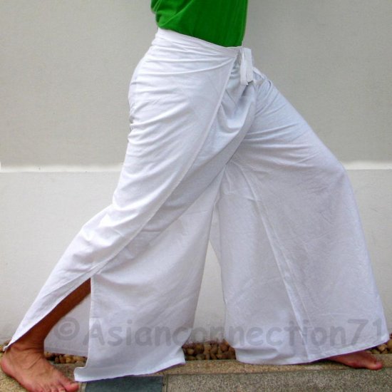 white cotton yoga pants