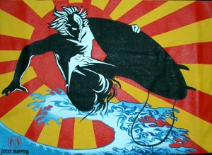 JAPAN SURFING #2 RONIN Yakuza Surf T-Shirt S M L XL Blk