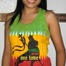 RASTA PEACE ONE LOVE LION New TIE DYE REGGAE Tank Top S