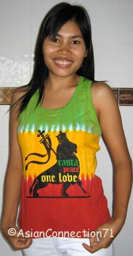 RASTA PEACE ONE LOVE LION New TIE DYE REGGAE Tank Top S