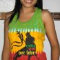 RASTA PEACE ONE LOVE LION New TIE DYE REGGAE Tank Top S