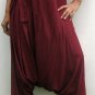 Thai Hmong Hilltribe Pants FREESIZE Rayon Burgundy New!