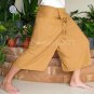 Thai PLUS SIZE Fisherman Pants Capri SHORT Casual Yoga Trousers LIGHT BROWN Rayon XXL 2XL