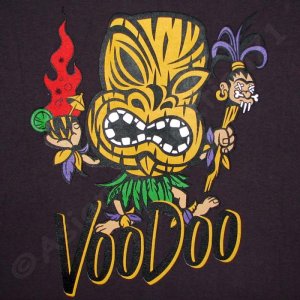 VOODOO Tiki Surf PRIERE T-shirt Dark Gray M Medium Hawaii Aloha