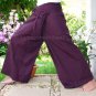 Thai XXXL Plus Size Cotton Fisherman Pants SOLID Mangosteen MAROON Casual Yoga Trousers