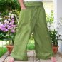 Thai XXXL Plus Size Cotton Fisherman Yoga Pants SOLID OLIVE Green Beach Dance Asian Trousers
