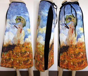 Monet WOMAN with PARASOL New Hand Printed Art Skirt S-XL