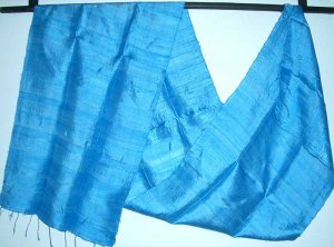 Thai Pure Silk Fabric Scarf New Hand Crafted SKY BLUE