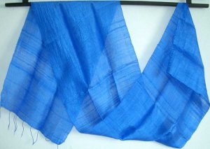 Thai Handcrafted ROYAL BLUE New Raw Silk Fabric Scarf